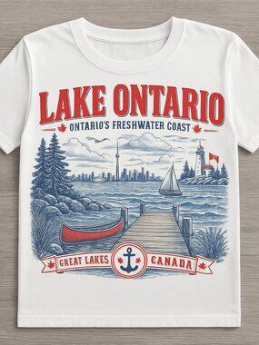 Lake Ontario Great Lakes Vintage Graphic Tee Canada Souvenir Lake Lover Gift